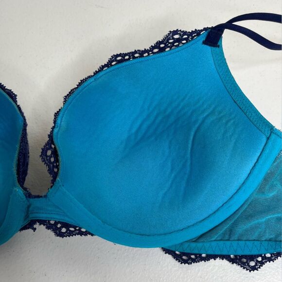 Victorias Secret Very Sexy Push Up Bra Teal Blue Lace Women Size 34C READ DESCR - Picture 7 of 15
